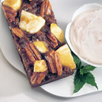 Chocolate Mocha Maple Cappuccino Brownie with Sun Dried Cherry Creme Fraiche