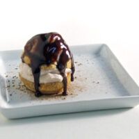 Profiteroles with Sun Dried Cherry and Chocolate Mocha Sauce